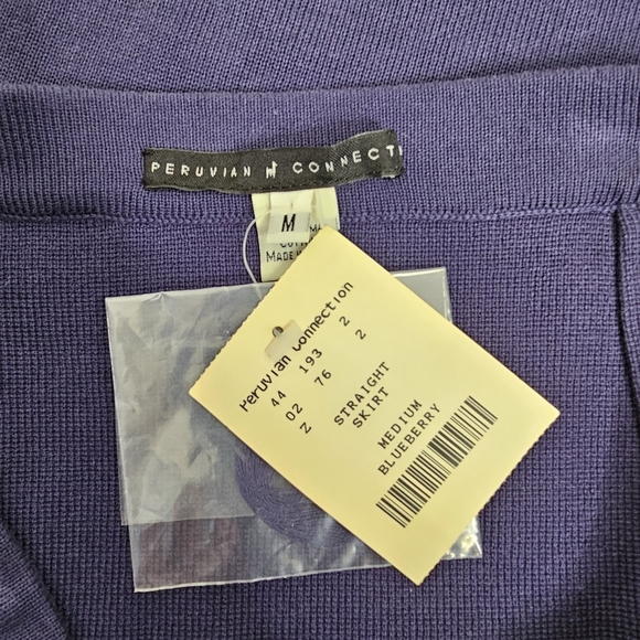 Peruvian Connection Blue Knit Pencil Skirt Pima Cotton Size Medium - Picture 7 of 9